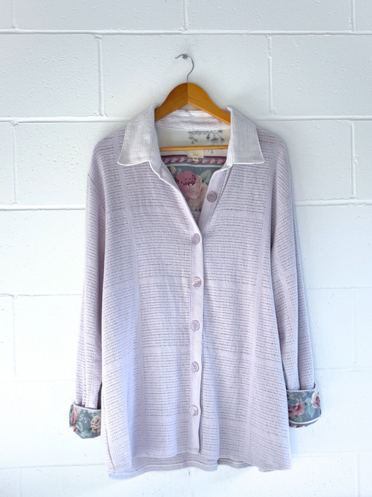 dusty upcycled purple long sleeve shirt