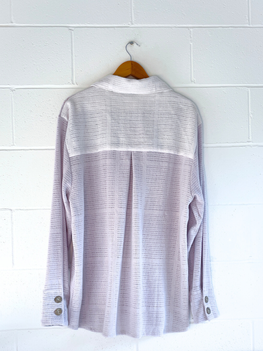 dusty upcycled purple long sleeve shirt