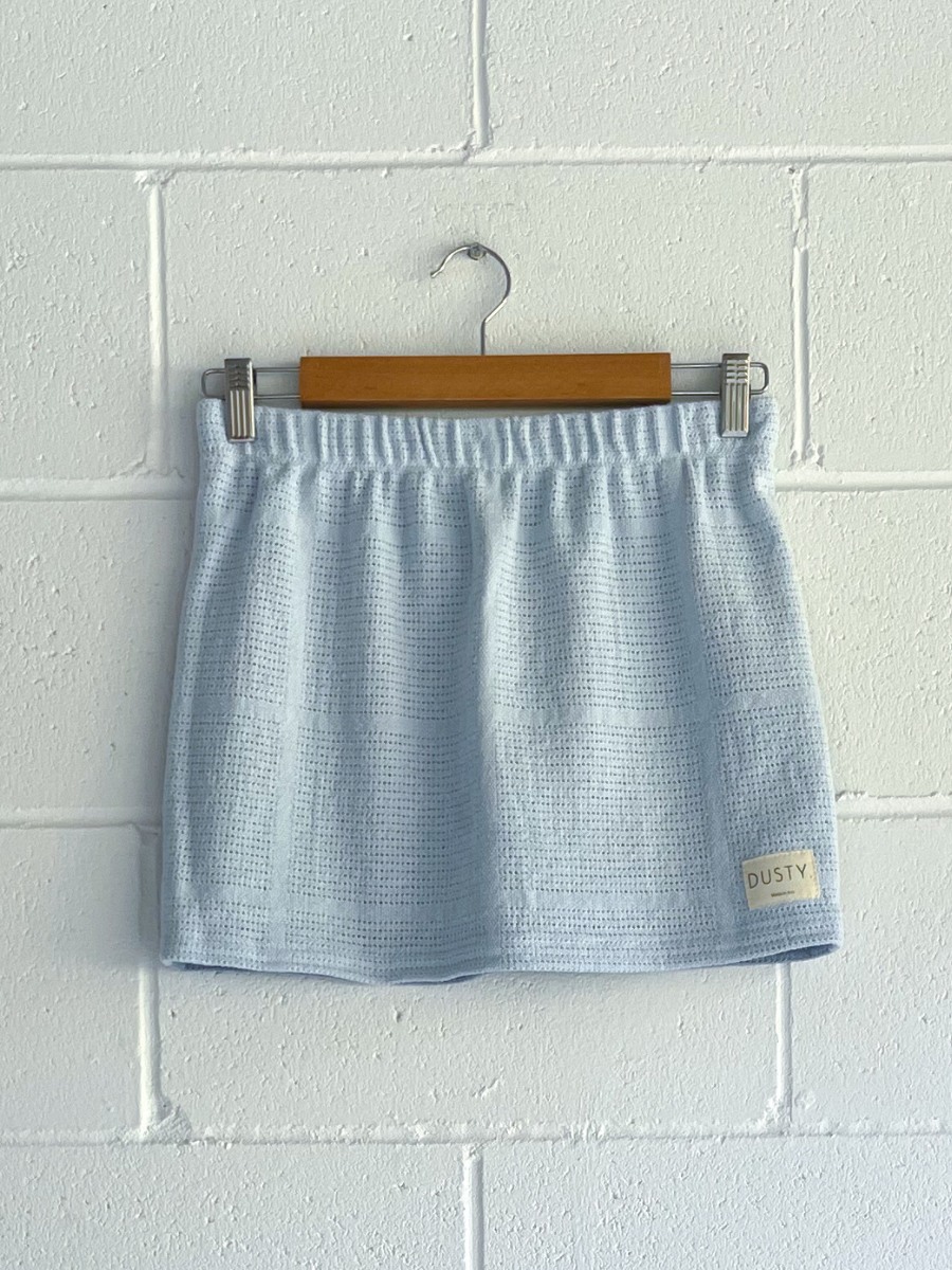 Dusty upcycled blue reversible skirt