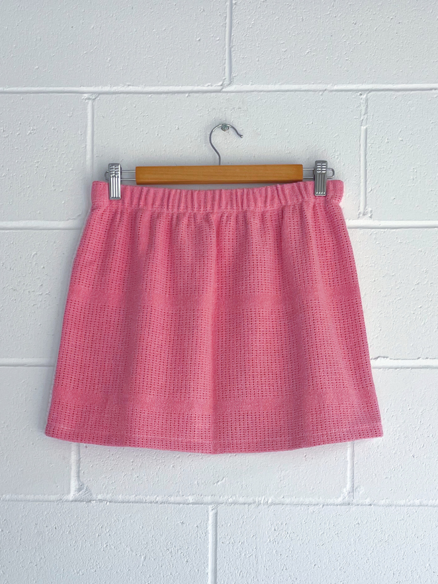 dusty upcycled pink reversible mini skirt