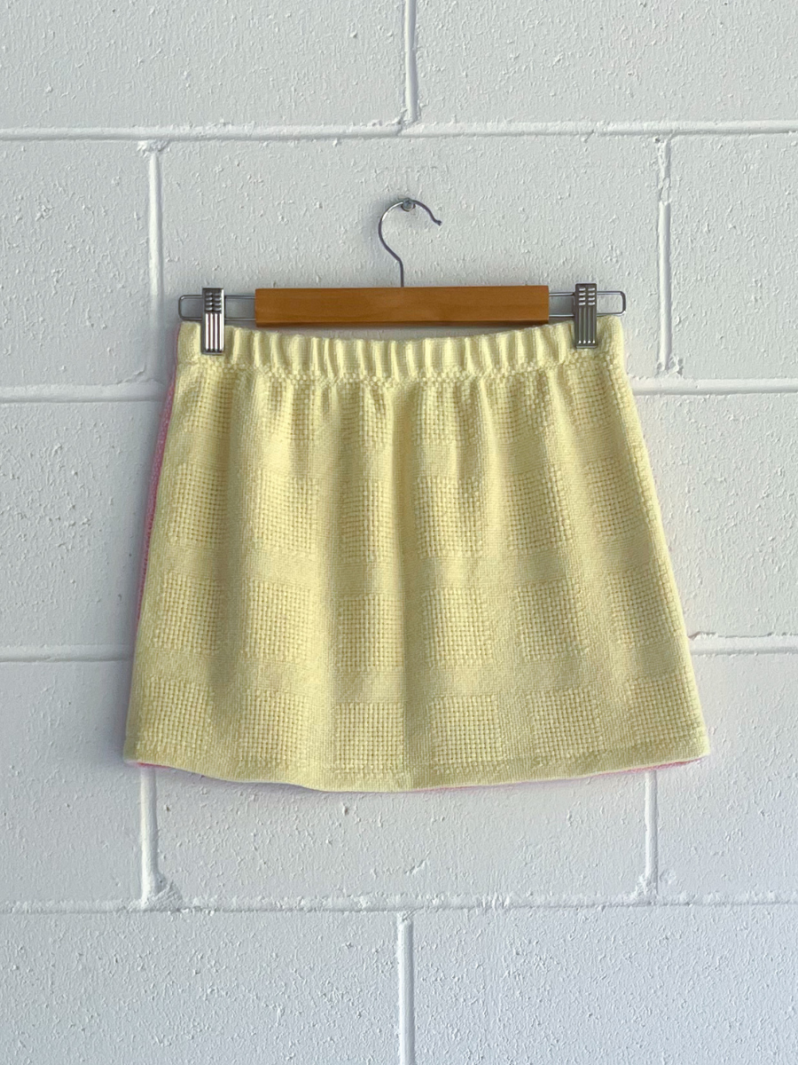 Dusty upcycled yellow & pink reversible skirt