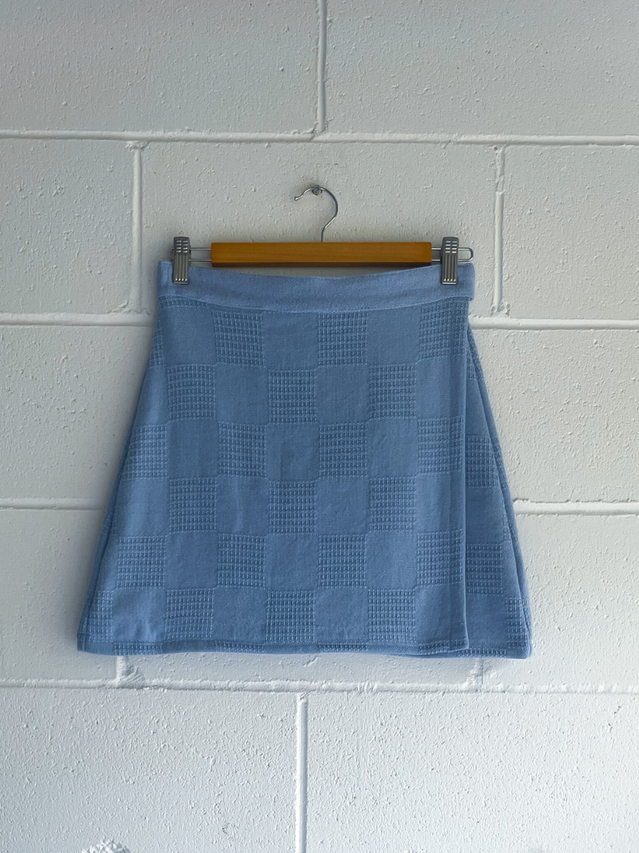 Dusty upcycled blue wrap skirt
