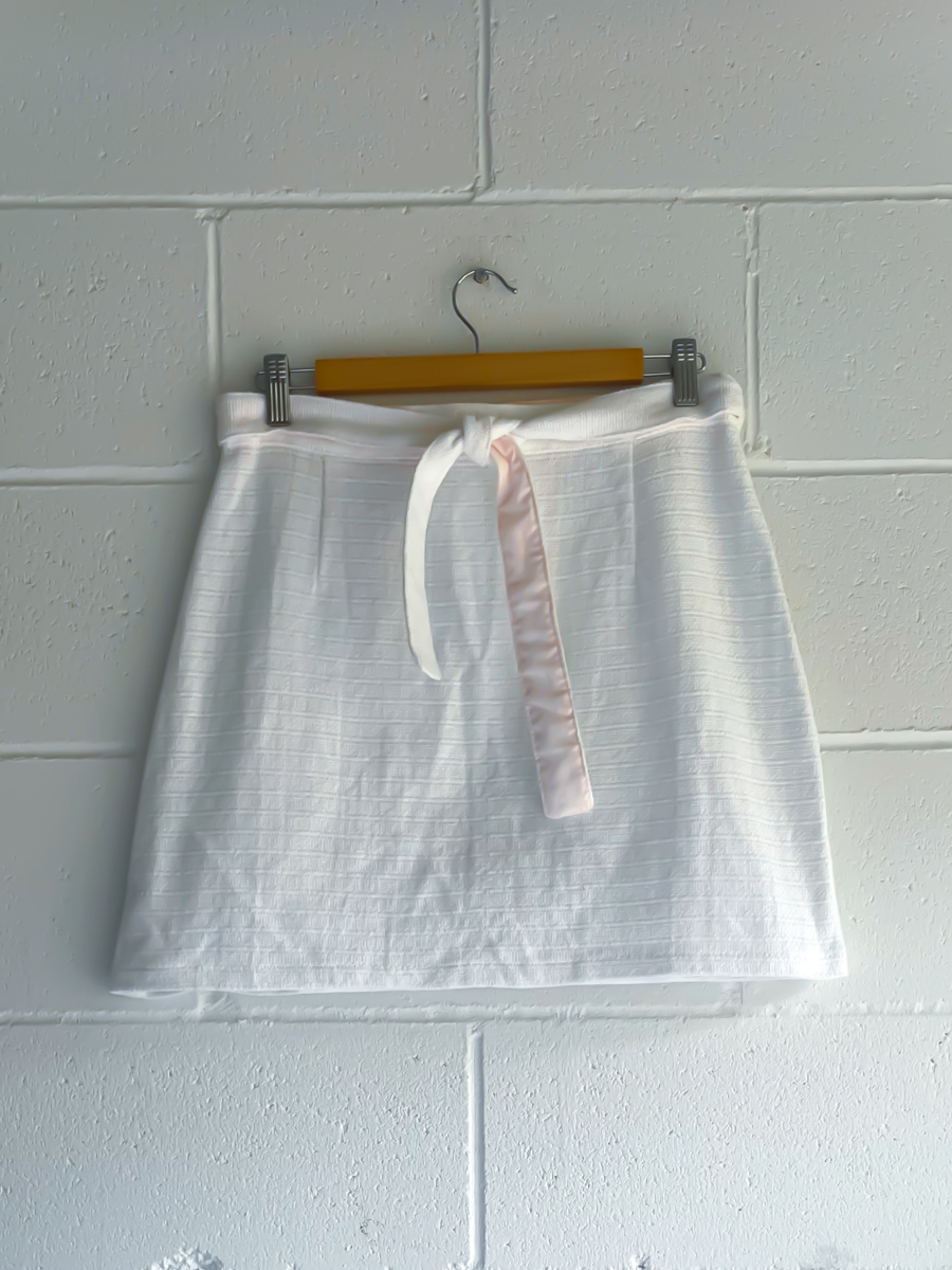 dusty upcycled white wrap skirt