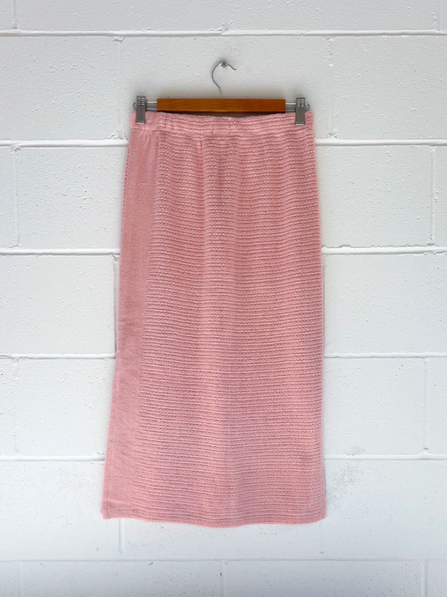 dusty upcycled pink midi skirt byron bay