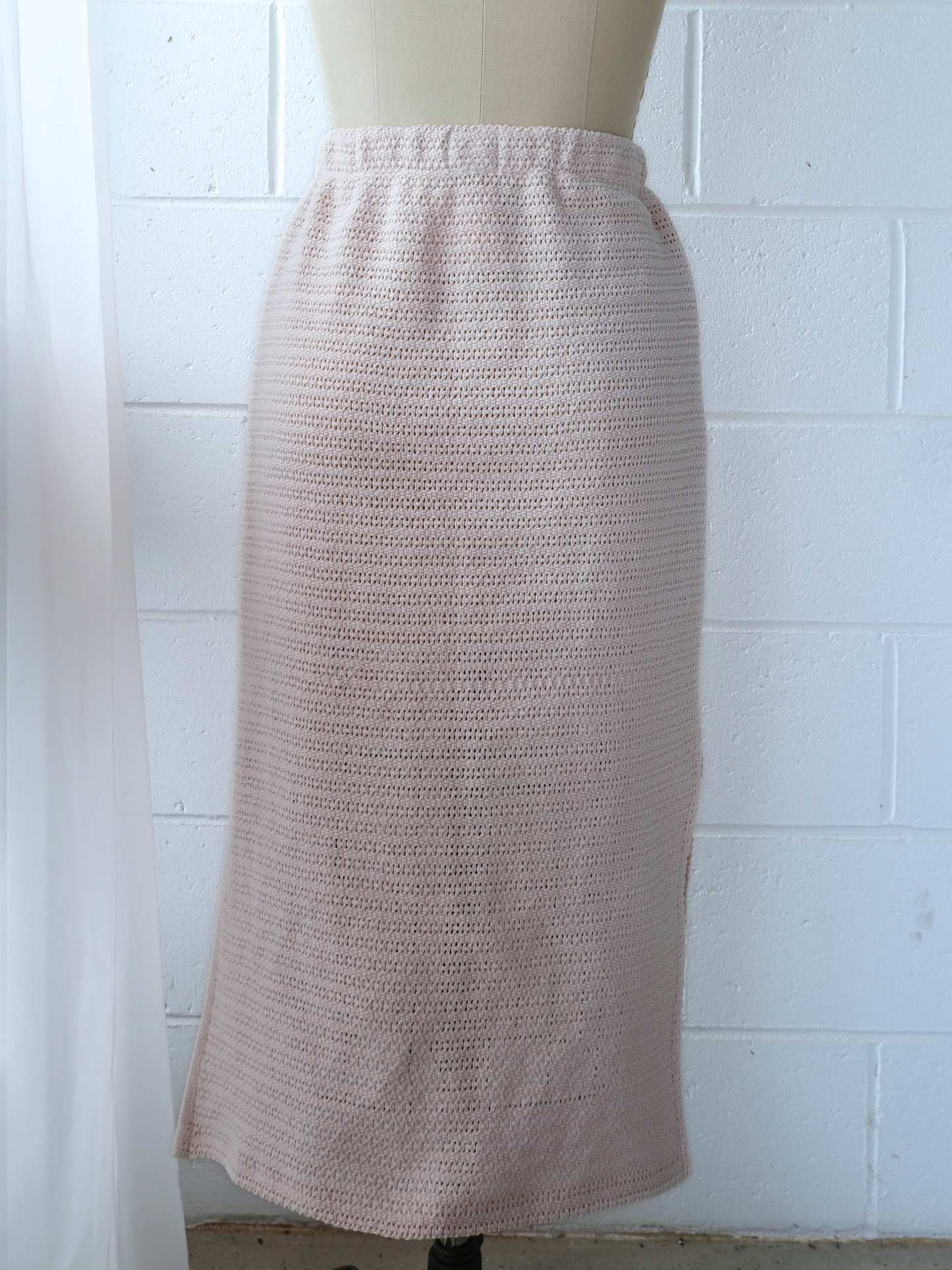 beige/ peach midi skirt, handmade in Byron bay upcycled from 100% cotton blankets sustainable fashion