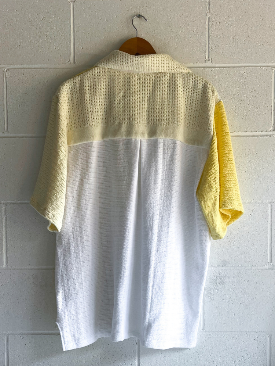 dusty upcycled shirt white & yellow