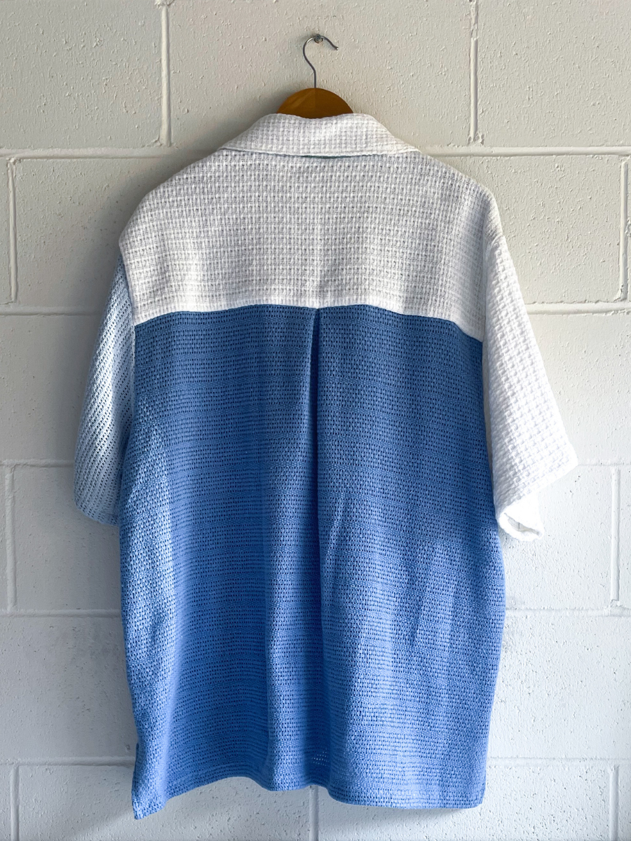 dusty upcycled unisex blue shirt