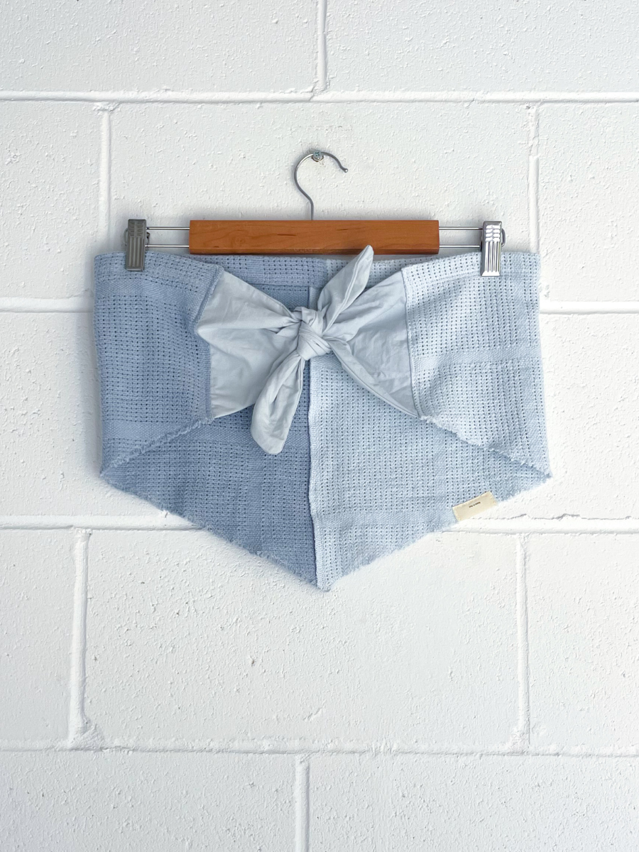 Dusty upcycled blue scarf top