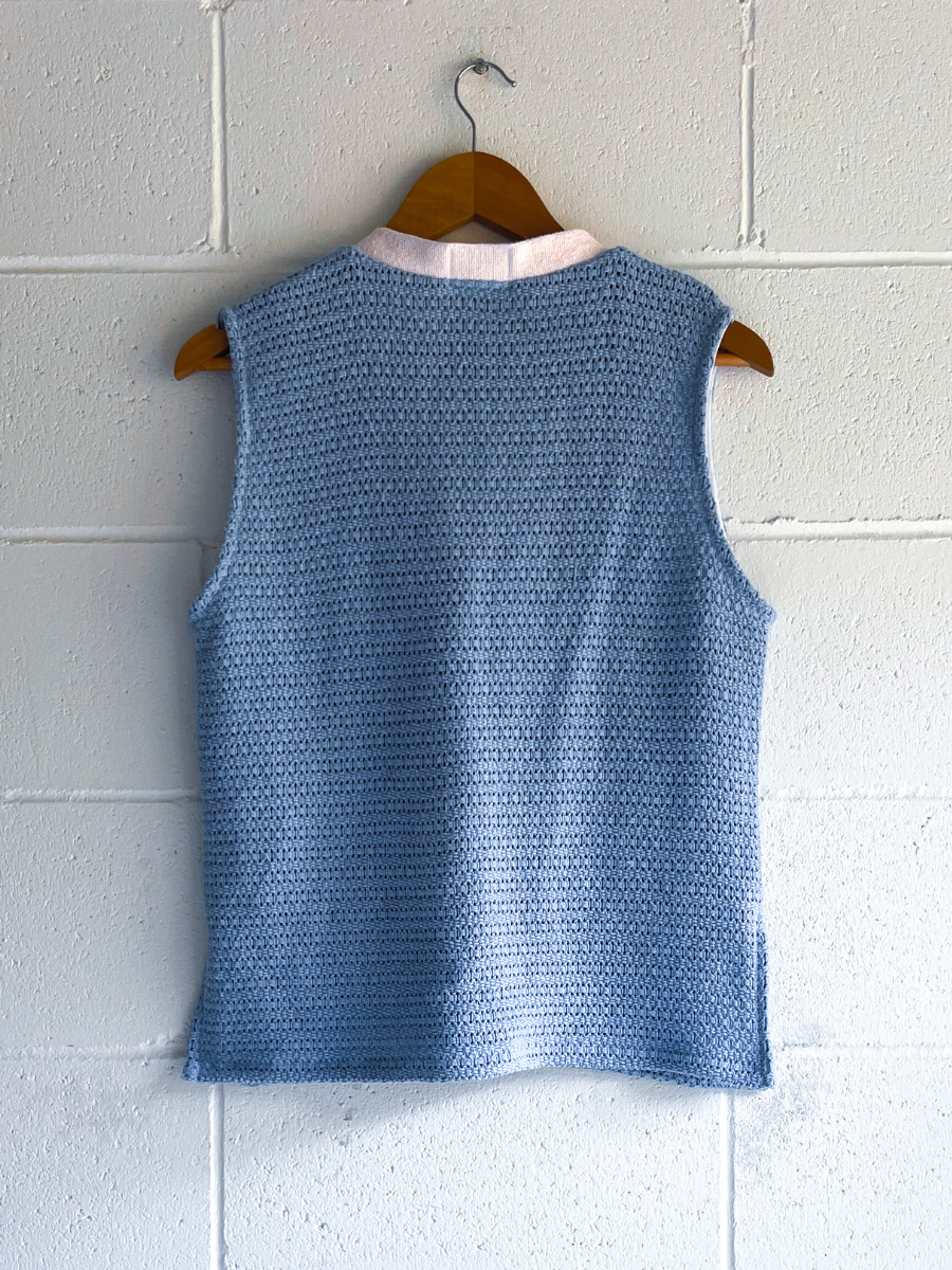 dusty upcycled blue vest
