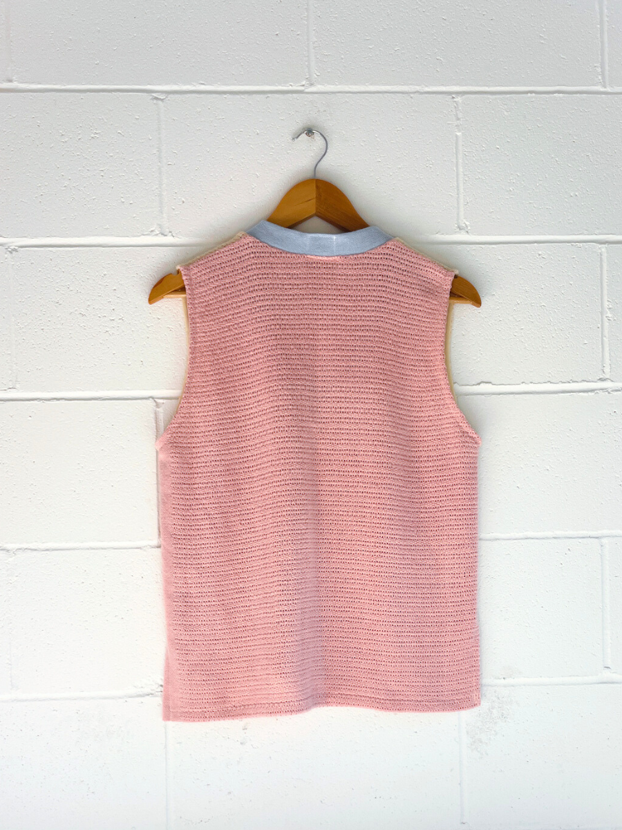 dusty upcycled pink & beige vest byron bay