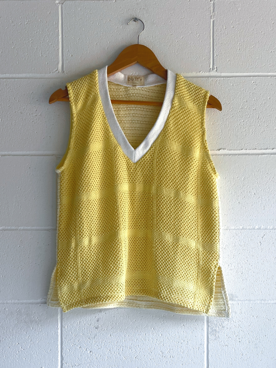 dusty upcycled yellow long vest