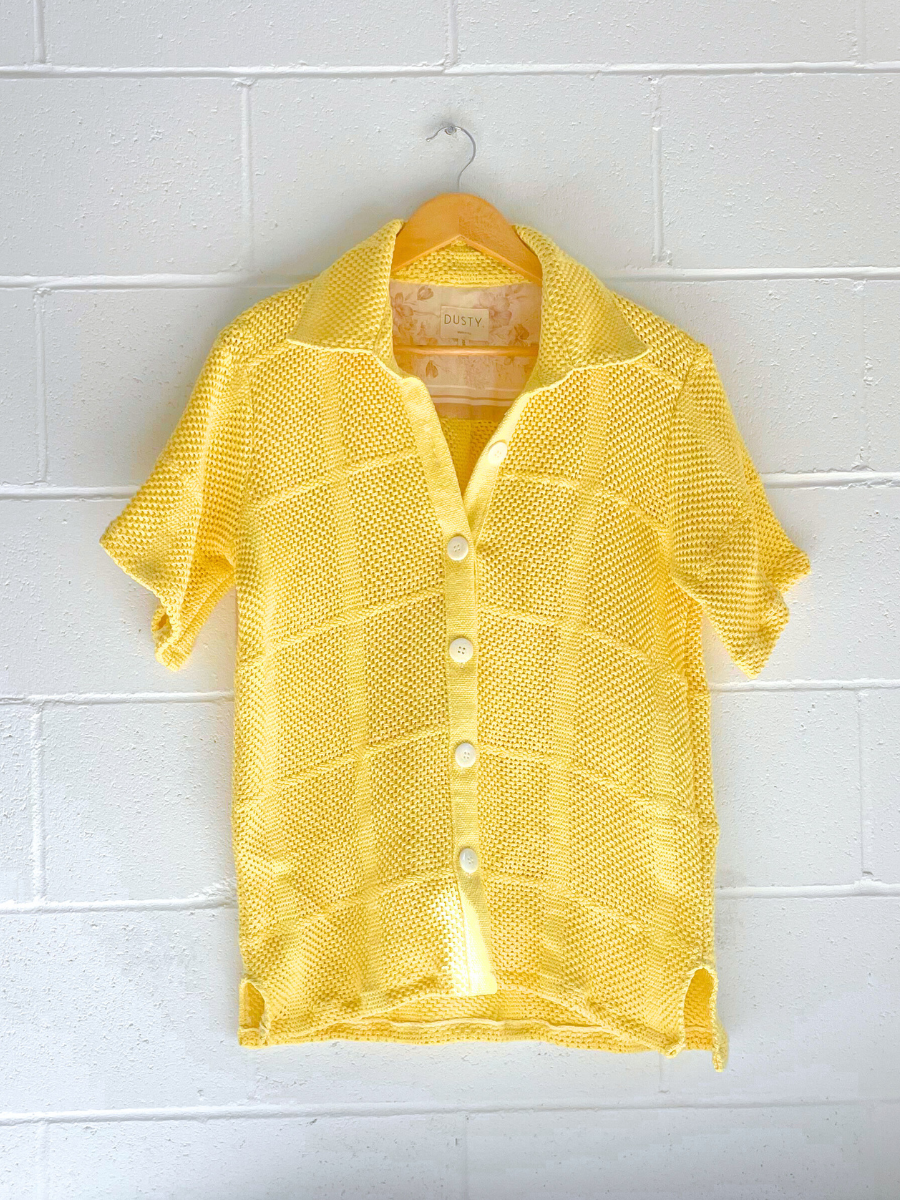 Dusty upcycled unisex shirt yellow retro made in Byron Bay