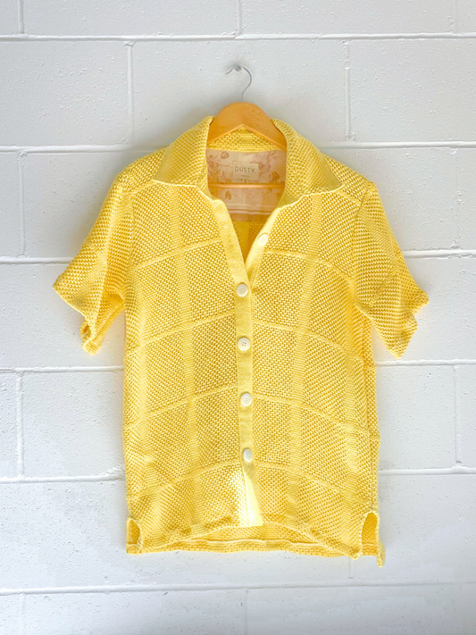 Dusty upcycled unisex shirt yellow retro made in Byron Bay