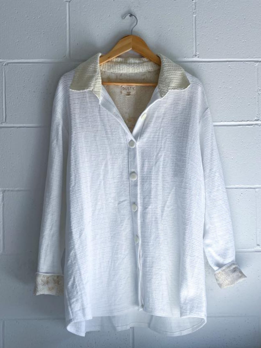 upcycled long shirt white