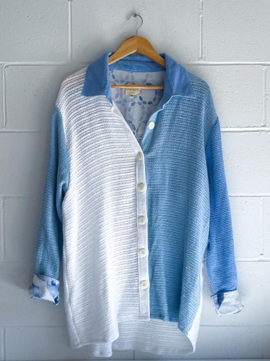 upcycled long shirt blue