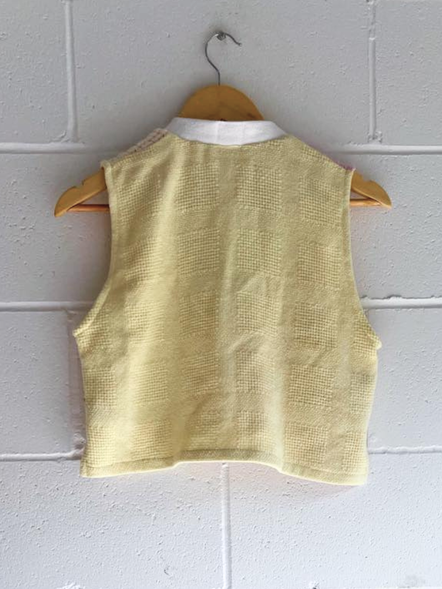 dusty upcycled pink & yellow vest