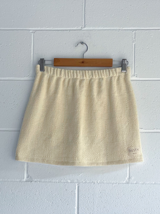 Dusty upcycled yellow mini skirt