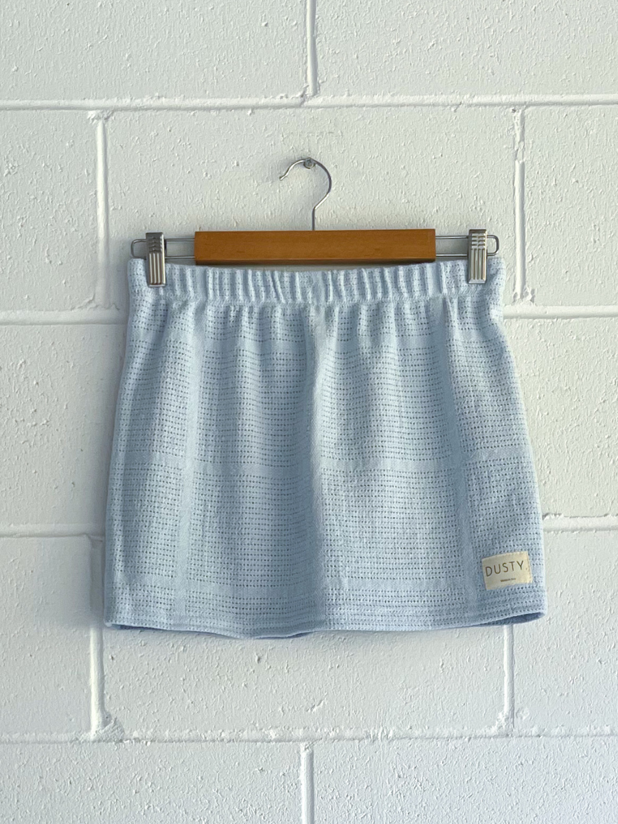 Dusty upcycled blue reversible skirt 