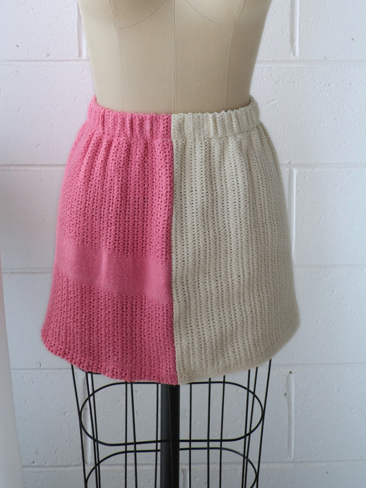 reversible pink & yellow mini skirt. handmade in Byron bay upcycled from 100% cotton blankets sustainable fashion 