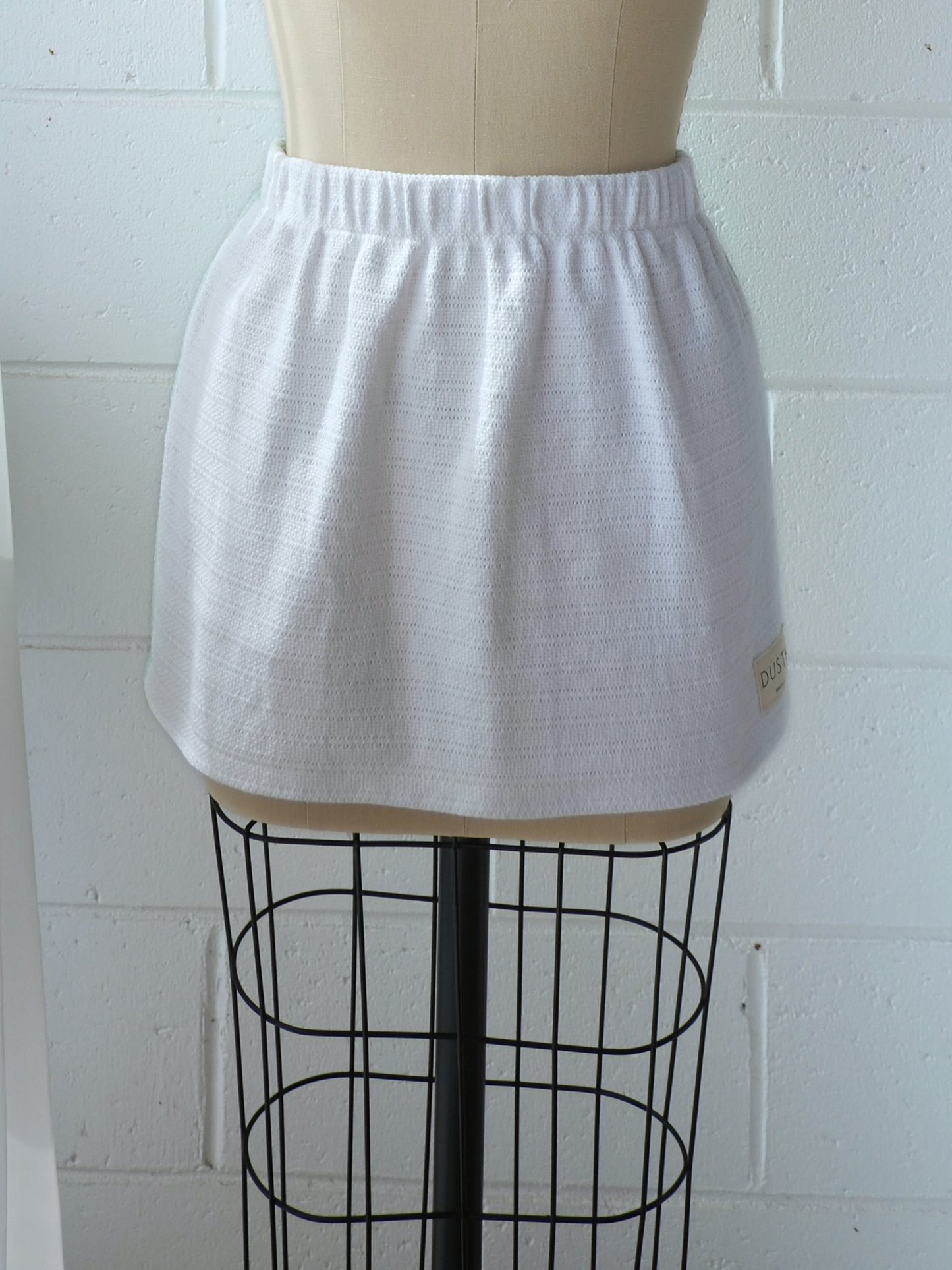 reversible mint green & white mini skirt. handmade in Byron bay upcycled from 100% cotton blankets sustainable fashion 
