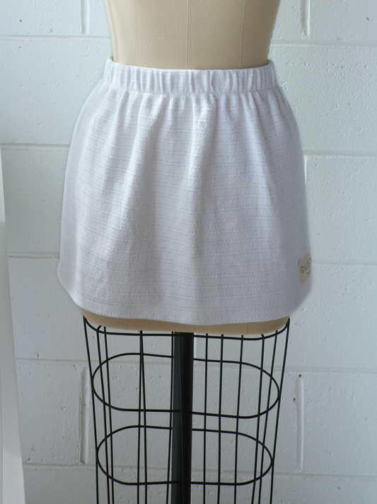 reversible mint green & white mini skirt. handmade in Byron bay upcycled from 100% cotton blankets sustainable fashion 