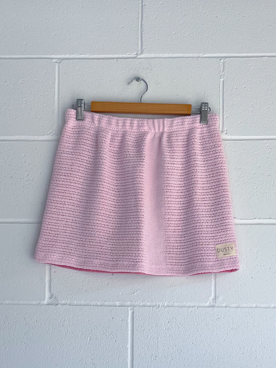 dusty upcycled pink reversible mini skirt 