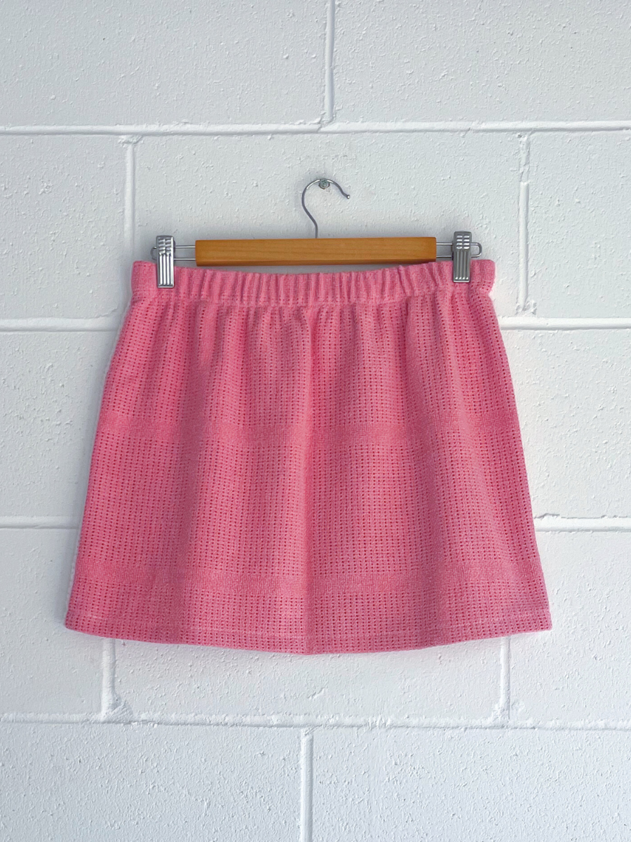 dusty upcycled pink reversible mini skirt 