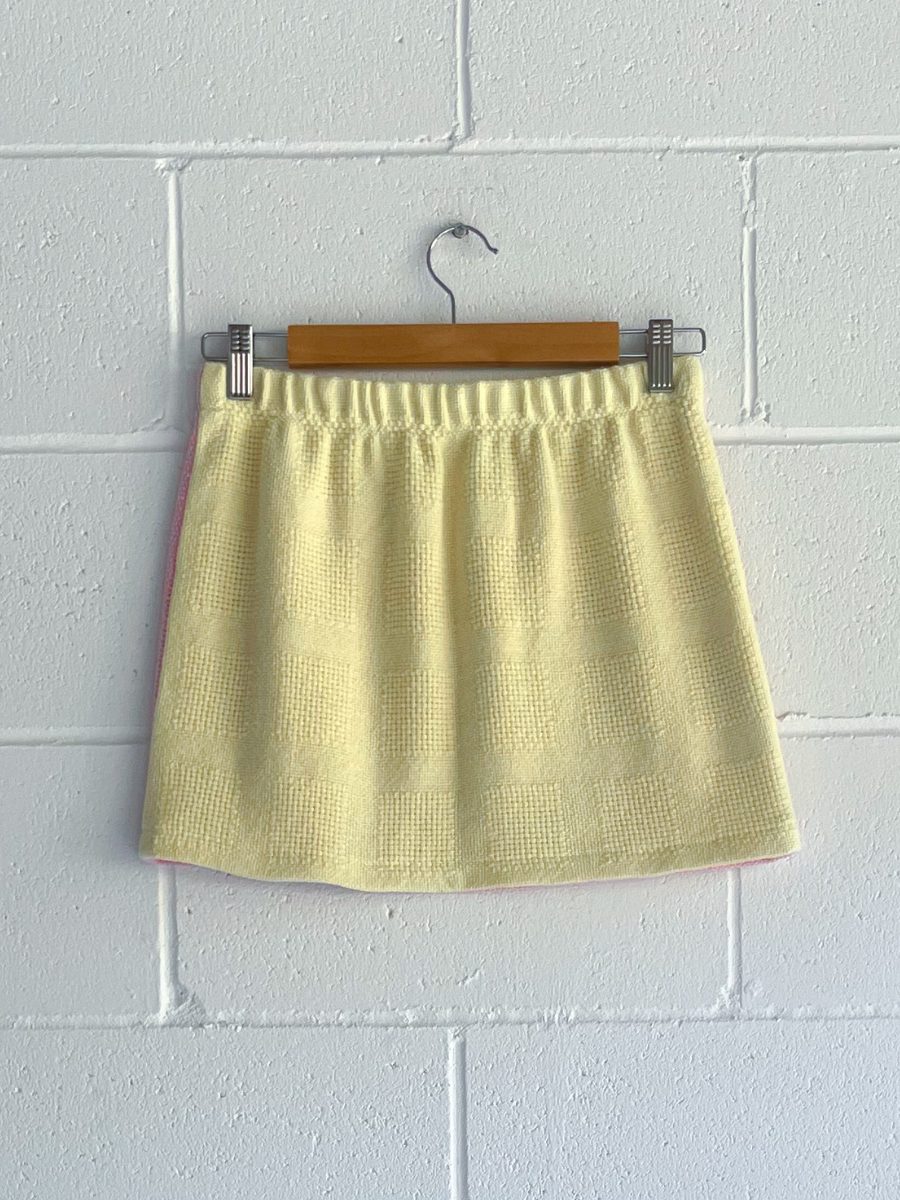 Dusty upcycled yellow & pink reversible skirt 