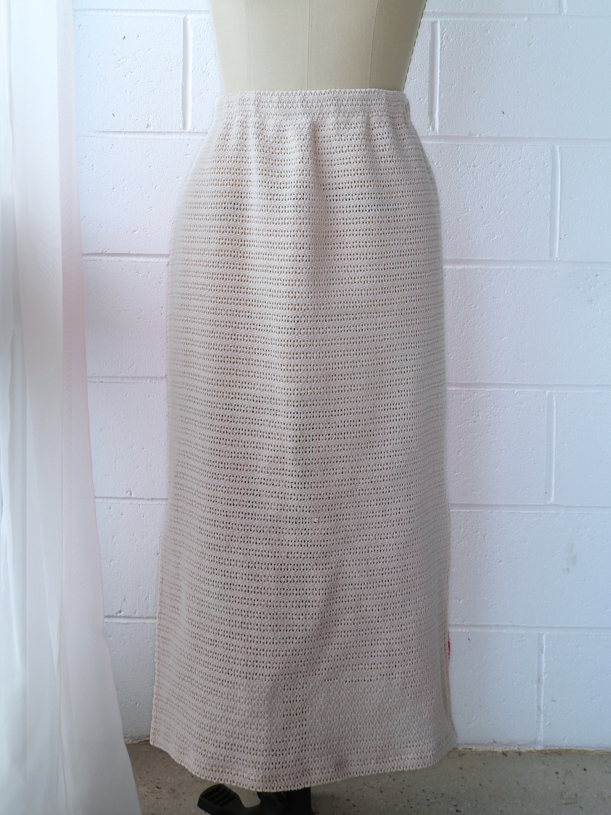Reversible pink & peach midi skirt, handmade in Byron bay upcycled from 100% cotton blankets sustainable fashion 