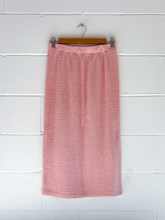 dusty upcycled pink midi skirt byron bay 