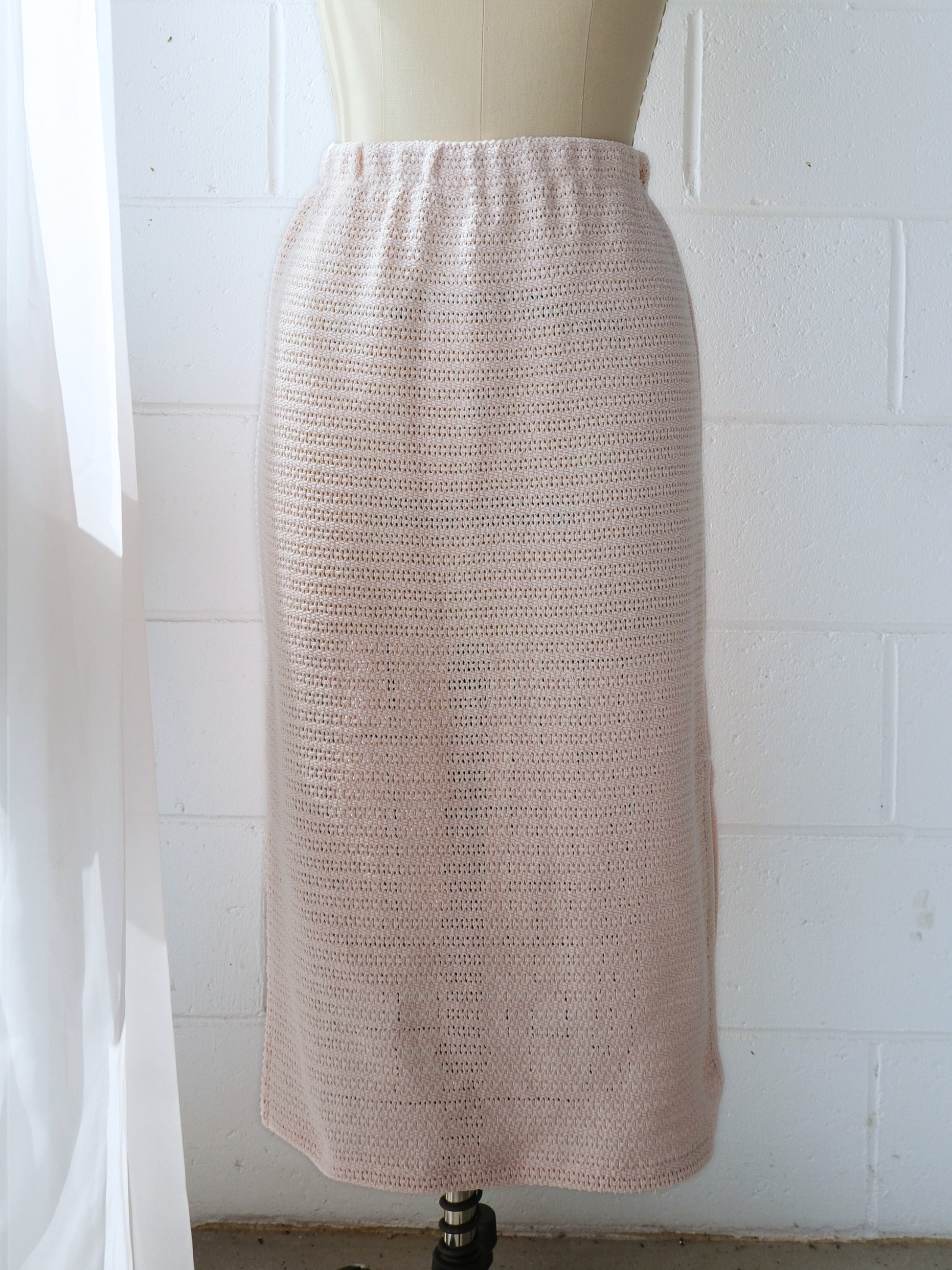 beige/ peach midi skirt, handmade in Byron bay upcycled from 100% cotton blankets sustainable fashion 