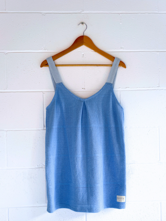 dusty upcycled blue mini dress byron bay 