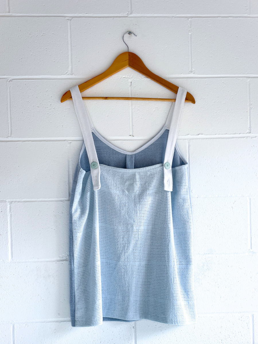 dusty upcycled blue mini dress byron bay 
