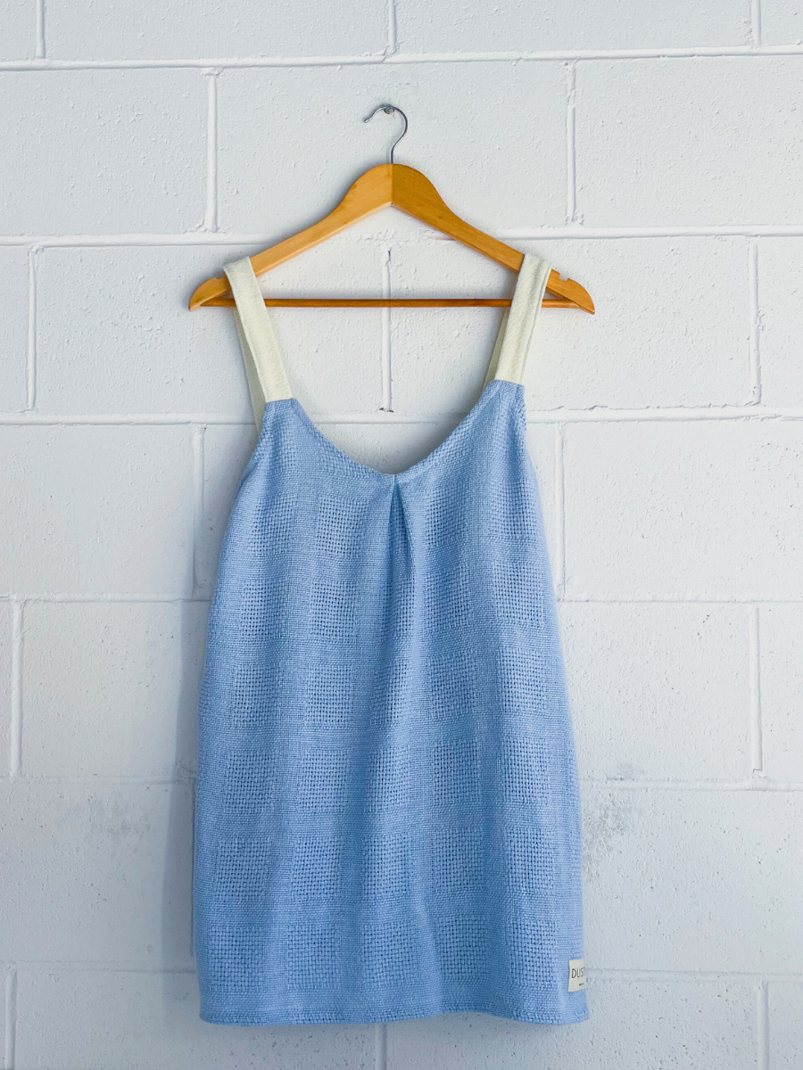 Dusty upcycled blue mini dress