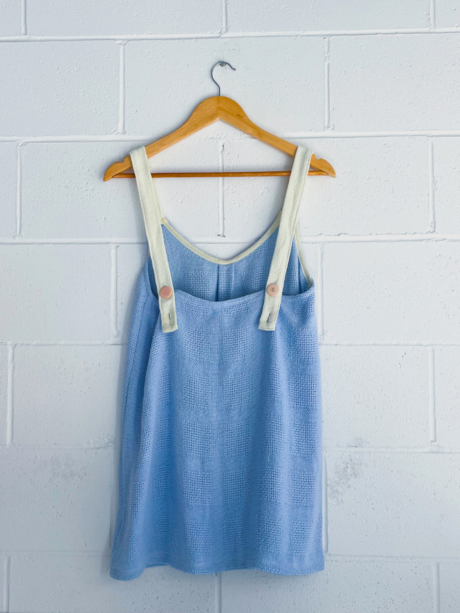 Dusty upcycled blue mini dress