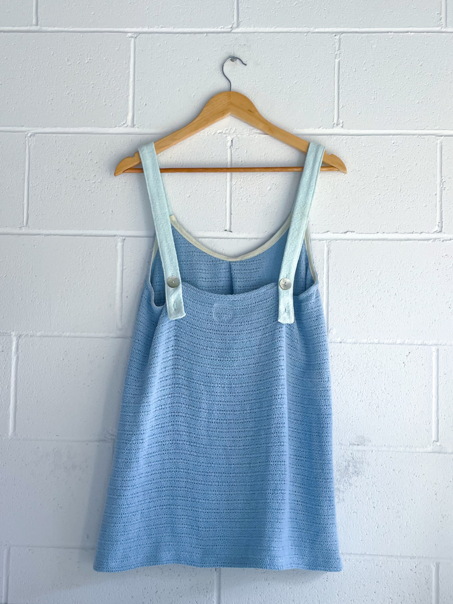 dusty upcycled blue mini dress