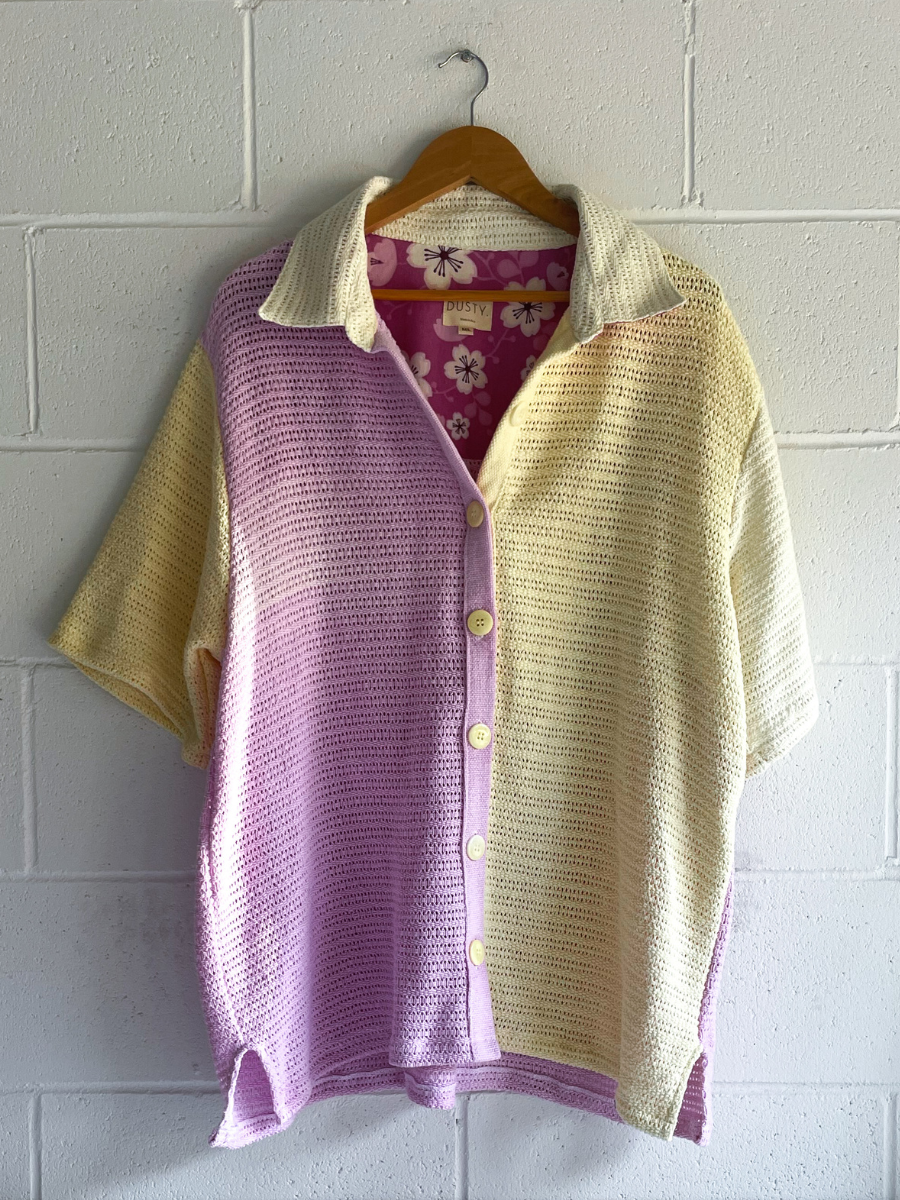 dusty upcycled unisex shirt pink & yellow