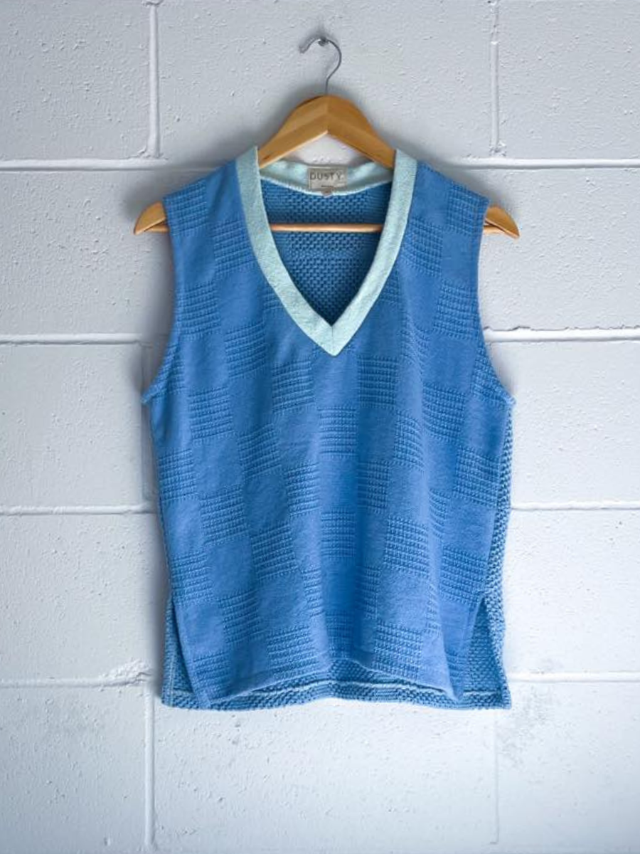 dusty upcycled oversized vest blue