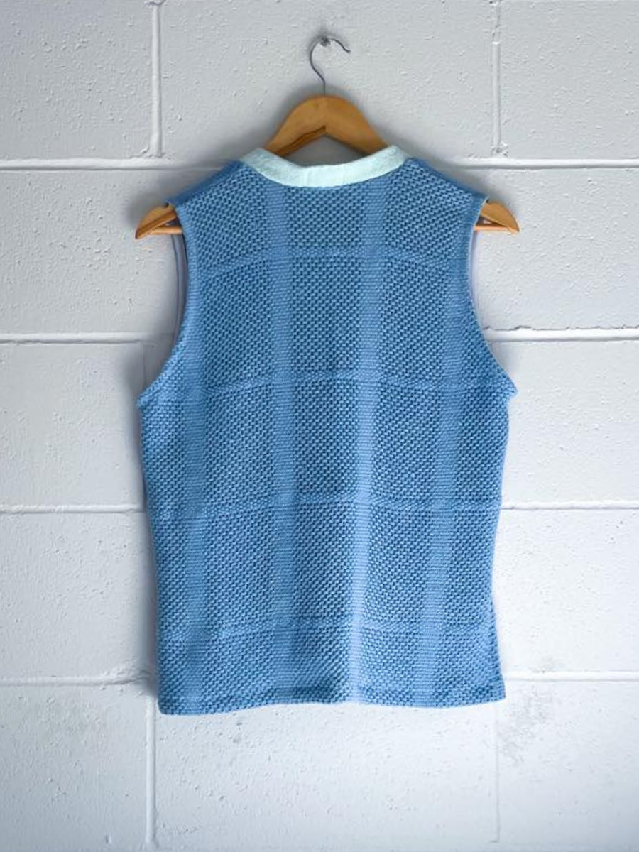 upcycled oversized vest blue