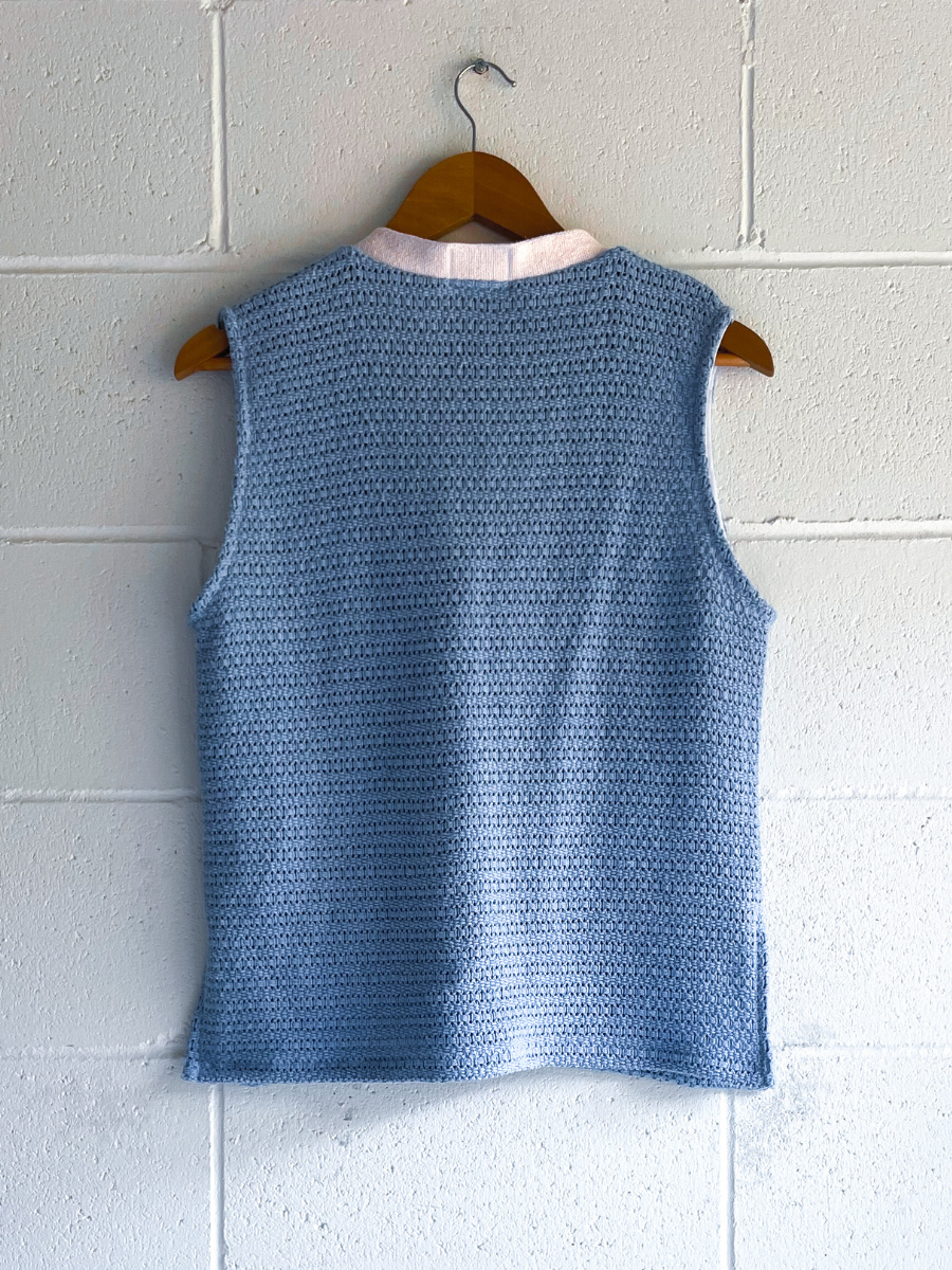 dusty upcycled blue vest 