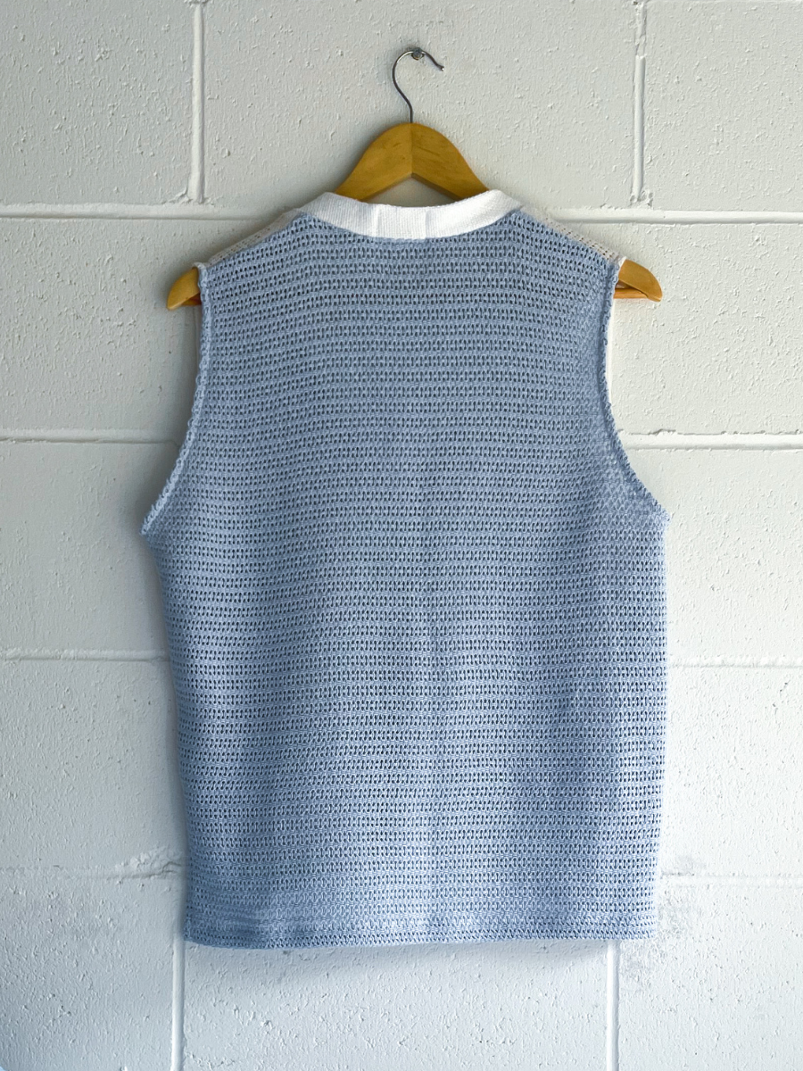 dusty upcycled vest blue