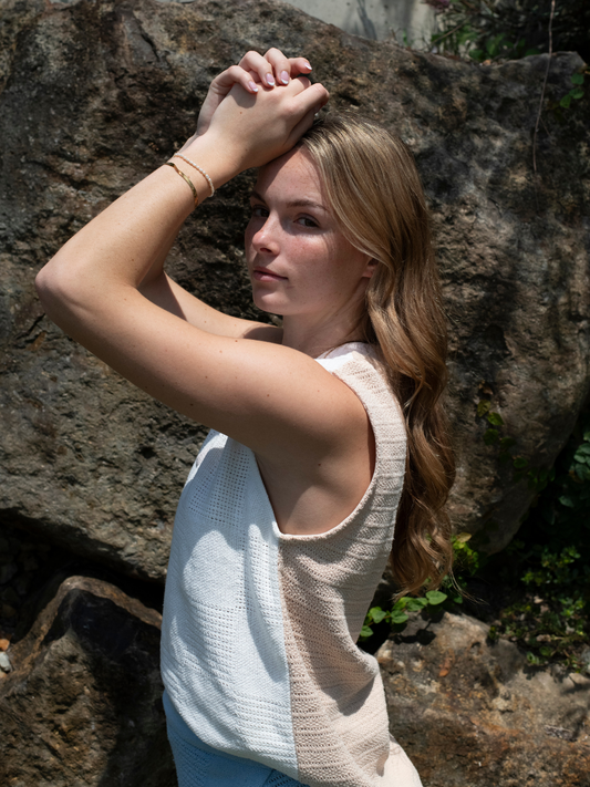 dusty upcycled long vest neutral