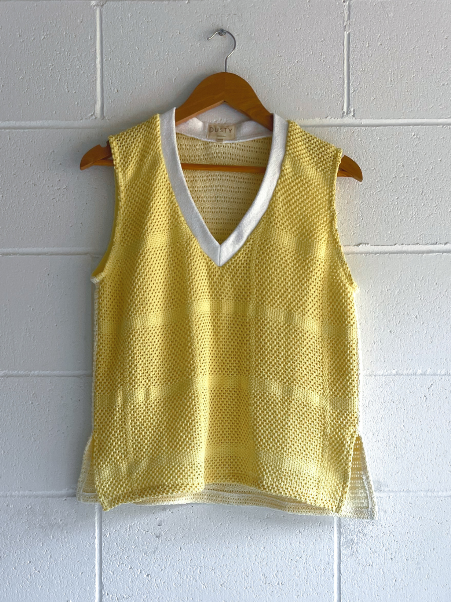 dusty upcycled yellow long vest 