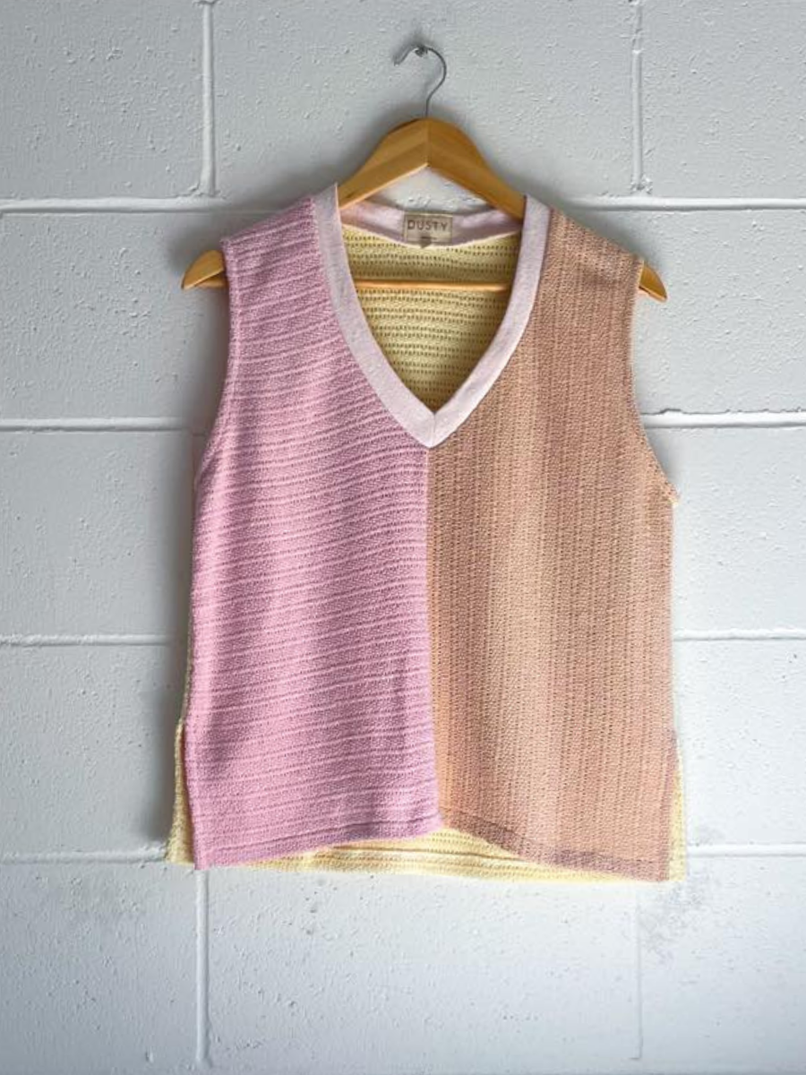 upcycled oversized pink vest